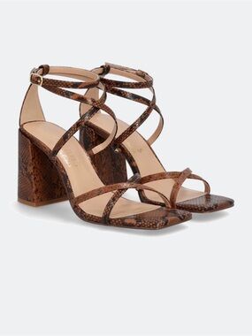 Coconuts by Matisse Brown Snake-Print Strappy Block Heel Sandals